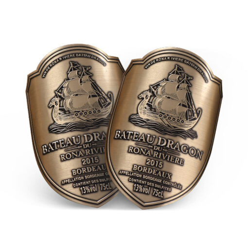 Ouyi industry Custom brass Metal Wine Bottle Label