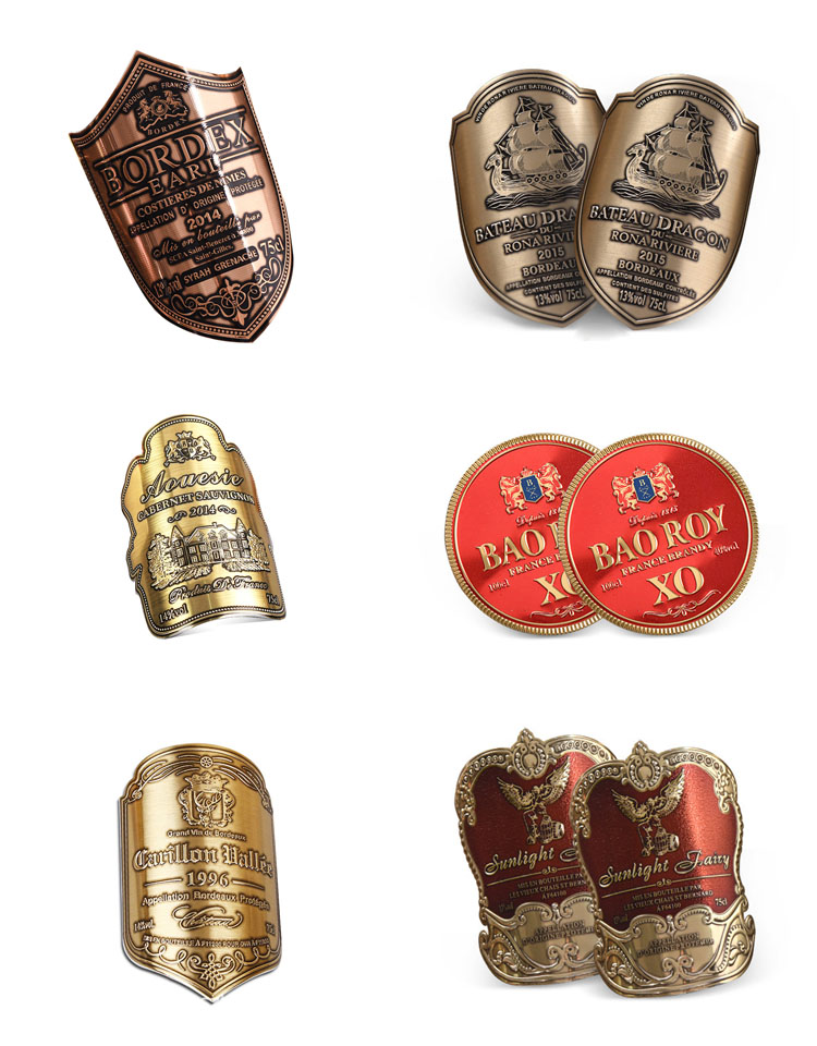 Ouyi industry Customized Metal Labels for Wine Bottles